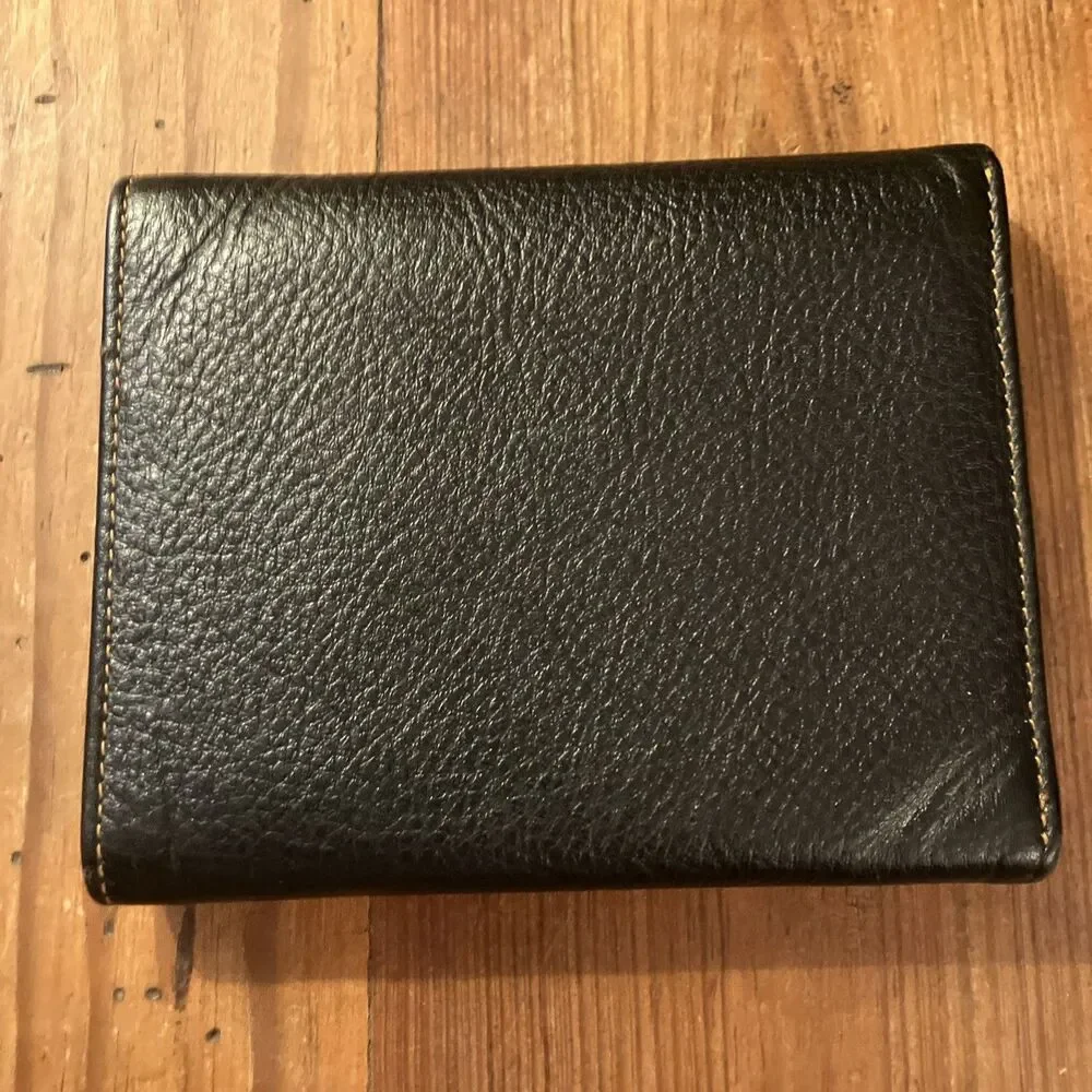 Mossimo Genuine Embossed Leather Trifold Wallet Vintage Brown